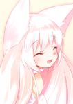  animal_ears bare_shoulders closed_eyes detached_sleeves ech eyelashes eyes_closed face happy kyubey long_hair mahou_shoujo_madoka_magica personification simple_background smile white_hair 