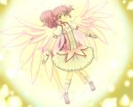  back-to-back bad_id barefoot blurry bokeh bow censored character_request choker collarbone convenient_censoring depth_of_field dress dual_persona dutch_angle flat_chest frills from_above from_behind gloves hair_bow happy happy_tears kaname_madoka light_particles long_hair looking_at_viewer magical_girl mahou_shoujo_madoka_magica mary_janes nitoro-star outstretched_arms pigeon-toed pink_eyes pink_hair puffy_sleeves ribbon_choker shoes short_hair short_twintails skirt smile soul_gem standing tears twintails white_legwear wings 