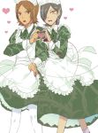  2boys crossdressing crossdressinging heart_hands heart_hands_duo kurosu_jun maid maid_headdress multiple_boys pantyhose persona persona_2 suou_tatsuya trap white_legwear 