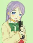  blush higebu inazuma_eleven inazuma_eleven_(series) kudou_fuyuka long_hair purple_hair ribbon sweater tube 