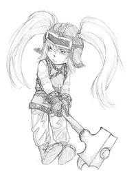  league_of_legends monochrome poppy tagme traditional_media 