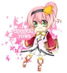  :d bow chibi coat green_eyes hairband happy kanonno_grassvalley leaf maple_leaf open_mouth pink_hair shikito shoes short_hair side_ponytail sketchbook skirt smile solo star tales_of_the_world_radiant_mythology_3 thigh-highs thighhighs white_legwear 
