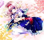  alice_margatroid bad_id blonde_hair blue_dress blue_eyes blush butterfly capelet character_doll doll doll_hug dress hairband hat kirisame_marisa lying lying_on_side nanase_nao on_side ribbon solo thigh-highs thighhighs tissue_box touhou white_legwear witch witch_hat yellow_eyes zettai_ryouiki |_| 