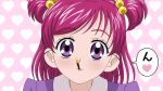  asahina_(asahinatei) hair_ornament heart heart_background natsuhina pink_hair pocky pocky_kiss precure purple_eyes school_uniform shared_food short_twintails solo spoken_heart twintails two_side_up violet_eyes yes!_precure_5 yumehara_nozomi 
