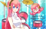  blue_eyes drum garihi hairband instrument long_hair megurine_luka pink_hair project_diva project_diva_2nd smile takoluka vocaloid 