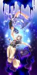  banana_gyuunyuu bare_shoulders barefoot blue_hair hakama highres japanese_clothes kingdom_hearts kingdom_hearts_birth_by_sleep spoilers terra-xehanort terra_(kingdom_hearts) vanitassora white_hair wristband 