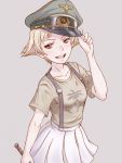  blonde_hair brown_eyes erwin girls_und_panzer hat hat_tip highres military military_cap peaked_cap short_hair skirt suspenders yoshikawa_kazunori 