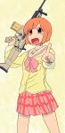  fn_scar gun highres nichijou pointing rifle school_uniform serafuku tachibana_misato weapon 