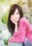  artist_request asian brown_eyes brown_hair chinese_clothes copyright_request realistic smile solo 