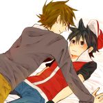 2boys bed multiple_boys one_(brs) ookido_green pokemon pokemon_(game) pokemon_heartgold_and_soulsilver pokemon_hgss pokemon_special red_(pokemon) yaoi 