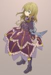  boots bow brown_hair dokkoi_shouichi dress elise_lutas elise_lutus frills green_eyes highres jewelry long_hair necklace pendant ribbon serious solo tales_of_(series) tales_of_xillia 