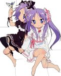  bird flat_chest gothic highres hiiragi_kagami hiiragi_tsukasa long_hair lucky_star short_hair thigh_highs twins 