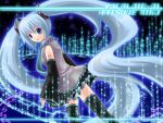 1girl blue_eyes blue_hair detached_sleeves hatsune_miku necktie pleated_skirt tagme twintails vocaloid yutu