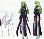  brown_eyes c.c. cc code_geass detached_sleeves green_hair long_hair scan shorts thigh_boots thigh_highs thighhighs 