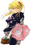  blonde_hair blush bow flower highres kimono sawachika_eri school_rumble short_hair toshi5765 twintails 