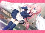   blush flat_chest loli long_hair maid sakura_sakura skirt thigh_highs uniform wallpaper  