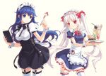  2girls arin blue_eyes blue_hair blush breasts female flat_chest food frilled_thighhighs frills h2so4 hands ice_cream kooh lace loli long_hair maid multiple_girls pangya platinum_hair red_eyes ribbon skirt thigh_highs thighhighs twintails uniform waitress white_hair zettai_ryouiki 