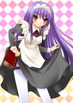  blush clannad fujibayashi_kyou long_hair maid noizi_itou pantyhose purple_eyes purple_hair skirt skirt_lift tights uniform white_pantyhose yukizuki_chikuba 