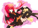  bread demon food halloween highres jack-o'-lantern long_hair melon_bread melon_pan pumpkin red_eyes red_hair shakugan_no_shana shana skirt tachitsu_teto tail thigh-highs thighhighs wings zettai_ryouiki 