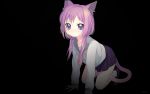  animal_ears black blue_eyes catgirl long_hair purple_hair seifuku tail 