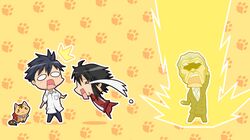  /\/\/\ butler cat chibi grey_hair highres ichinose_nagi josephine josephine_(nyan_koi) kousaka_junpei lightning nyan_koi nyan_koi! o_o tears track_suit wallpaper 