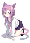  all_fours angry animal_ears blue_eyes blush cat_ears cat_tail highres kimura_daisuke long_hair namori nekomimi original purple_eyes purple_hair school_uniform seifuku skirt solo tail 