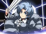  black_key blue_eyes blue_hair ciel highres short_hair sword tsuki_wani tsukihime weapon 