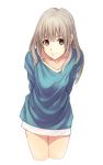  1girl arms_behind_back brown_eyes brown_hair long_hair looking_at_viewer original simple_background smile solo toshiya white_background 