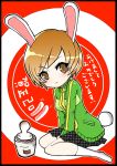  brown_eyes brown_hair bunny_ears bunny_tail highres persona persona_4 satonaka_chie shinobu_(pixiv2500) short_hair tail 