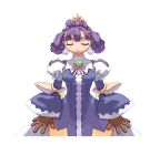  armor armored_dress blue_dress braid closed_eyes crown dress earrings eclair_(la_pucelle) eyes_closed gloves hat jewelry la_pucelle long_sleeves nippon_ichi nomura_ryouji official_art purple_hair simple_background solo 
