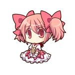  bubble_skirt chibi choker frown gloves hands_on_lap kaname_madoka magical_girl mahou_shoujo_madoka_magica pink_eyes pink_hair puffy_sleeves simple_background sitting socha transparent_background twintails white_gloves 