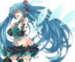  1girl blue_hair closed_eyes digital_dissolve gintarou_(kurousagi108) hands_on_own_chest hands_to_chest hatsune_miku long_hair mound_of_venus singing solo thighhighs twintails vocaloid 