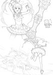  cure_melody fairy_tone highres houjou_hibiki magical_girl miracle_belltier monochrome panties precure suite_precure twintails underwear wind_lift 