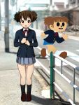  brown_hair k-on! photo_background ryunnu school_uniform short_hair short_twintails suzuki_jun tobidashi-bouya twintails 