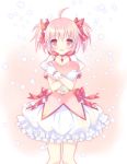  ahoge blush bubble_skirt choker gloves heart inugahora_an kaname_madoka magical_girl mahou_shoujo_madoka_magica object_hug pink_eyes pink_hair puffy_sleeves short_hair smile star twintails white_gloves 