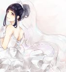  1girl bare_shoulders bridal_veil bride dress female gloves gyawan hyuuga_hinata long_hair naruto solo veil violet_eyes wedding_dress 