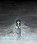  aqua_eyes black_hair chain chains ghost hands highres kotaro-nosuke murasa_minamitsu no_hat no_headwear sailor short_hair solo tears touhou wading water 