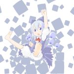  barefoot bloomers blue_eyes blue_hair bow bubble child cirno clenched_hands feet fist hair_bow jumping raised_fist short_hair spread_legs touhou 