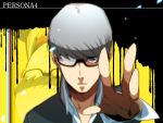  glasses grey_eyes grey_hair male narukami_yuu nou_(suparna) persona persona_4 school_uniform seta_souji solo 