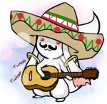  1other :3 animal cat english female guitar hobunsha instrument kyubey lowres mahou_shoujo_madoka_magica mexican mexico mustache no_humans priichu shaft_(studio) solo sombrero what 