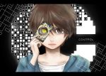  brown_eyes brown_hair c c_(control) c_the_money_of_soul_and_possibility_control glowing glowing_eye kimimaro reverse_x-ray yamabuki_kanon yellow_eyes yoga_kimimaro 