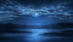  cloud clouds cloudy_sky full_moon highres landscape moon moonlight mountain night no_humans original scenery water 