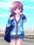  cardigan genderswap meitoku open_mouth orange_(meitoku) pink_eyes pink_hair short_hair solo sweater to_love-ru toloveru yuuki_rito yuusaki_riko 