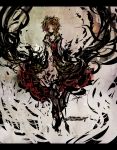  abstract bad_id blonde_hair f7(eiki) letterboxed polearm short_hair solo spear speed_painting toramaru_shou touhou weapon yellow_eyes 