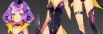  asymmetrical_clothing breasts cleavage gloves ino_(siting_zeng) musical_note original purple_eyes purple_hair simple_background siting_zeng staff translation_request violet_eyes vocaloid 