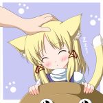  ^_^ animal_ears blonde_hair blue_eyes blush cat_ears cat_tail catgirl closed_eyes hat hat_removed headwear_removed kemonomimi_mode moriya_suwako nekomimi nikku_(ra) pet_the_catgirl petting sleeping tail touhou 