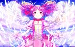  angel_wings feathers gloves kaname_madoka magical_girl mahou_shoujo_madoka_magica pink_eyes pink_hair short_hair smile solo teruru twintails wings 