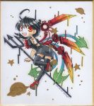  ahoge houjuu_nue polearm red_eyes simple_background socha solo spear star thigh-highs thighhighs touhou trident ufo v weapon wings zettai_ryouiki 