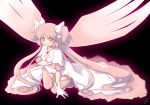  breasts choker cleavage dress gloves goddess_madoka jewelry kaname_madoka long_hair magma_chipmunk magma_squirrel mahou_shoujo_madoka_magica pendant pink_hair solo thigh-highs thighhighs twintails ultimate_madoka wings yellow_eyes 