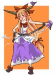  blonde_hair blush bottle bow chain chains hair_bow horn_ribbon horns ibuki_suika open_mouth orange_hair red_eyes ribbon sake solo spilling touhou zetsumame 